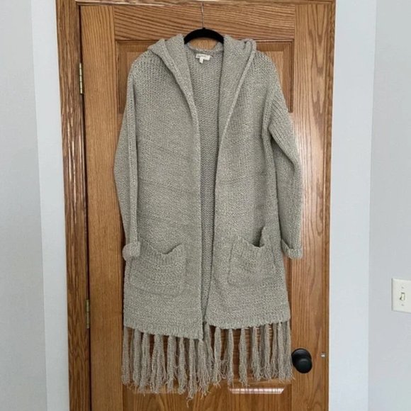 LIKE NEW Mystree Fringe Cozy Cardigan Hooded - Picture 2 of 8